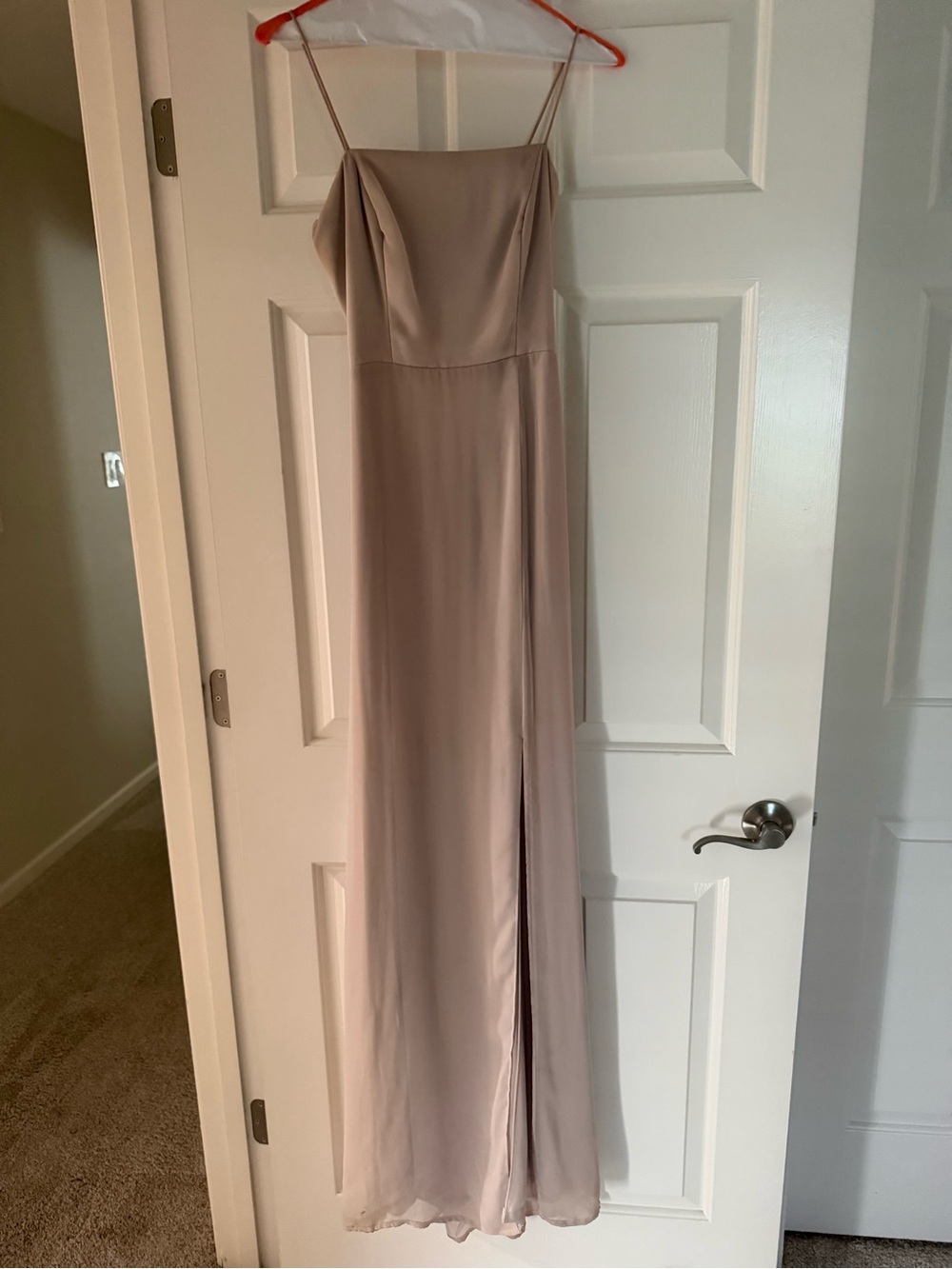 Spaghetti-Strap Maxi Dress in Soft Taupe